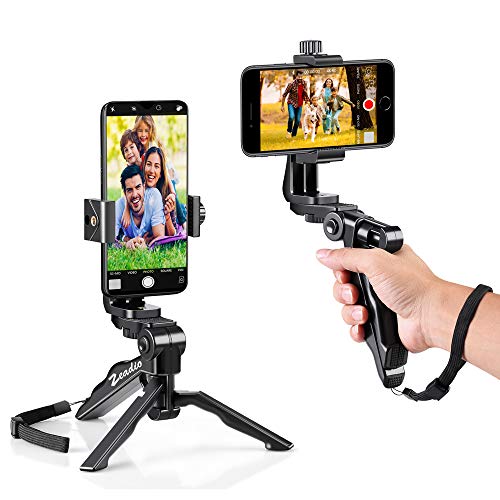 Zeadio Mini Handy Stativ Kits, Tischstativ Griff Stabilisator mit Handyhalterung, Passend für alle iPhone und Android Smartphones von Zeadio