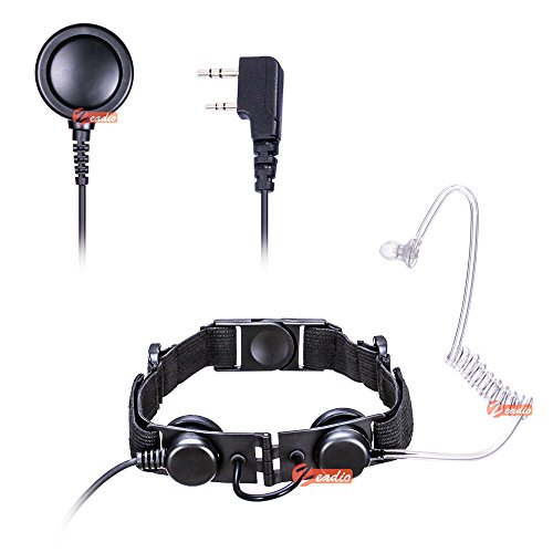 Zeadio Tactical laryngophone Ohrhörer – Heavy Duty Throat Mic Covert akustische Tube mit Finger PTT Mikrofon für 2 PIN Kenwood HYT Wouxun PUXING QUANSHENG Radios von Zeadio