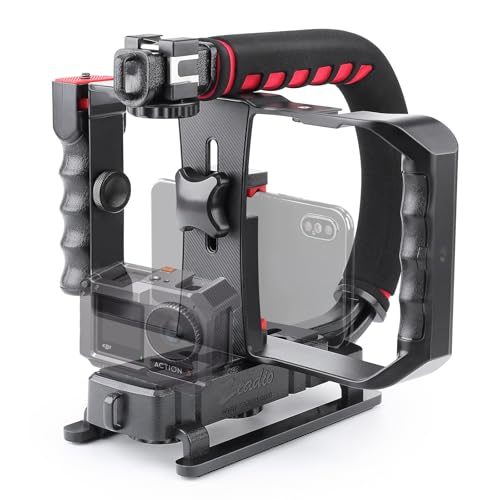 Zeadio Tripel Zubehörschuh Handheld Stabilisator mit Smartphone Video Rig, Video Aktion Handgriff Griff für Canon Nikon Sony Panasonic Pentax Olympus DSLR Kamera Camcorder und Smartphones von Zeadio