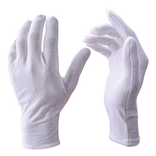 Zealor 12 Paar weiße Baumwollhandschuhe, weiches Tuch, Staubhandschuhe, Arbeit für Männer und Frauen, Kunst, Handwerk, Umgang mit Ekzemen, Grillen, Münzschmuck, Uhren-Inspektion, trockene Hände, Zealor 12 Paar weiße Baumwollhandschuhe, weiches Tuch, Staubhandschuhe, Arbeit für Männer und Frauen, Kunst, Handwerk, Umgang mit Ekzemen, Grillen, Münzschmuck, Uhren-Inspektion, trockene Hände, von Zealor