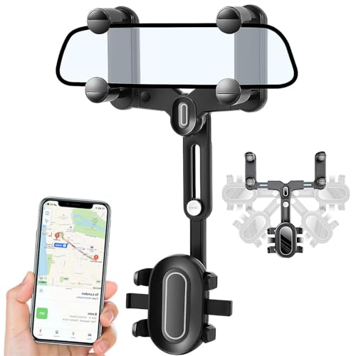 Zeaying Handyhalterung Auto Rückspiegel-Zubehör, 360° Drehbare Teleskop-Handy-Autohalterung, Multifunktionaler Rückspiegel Handyhalterung, Universal Kfz Handy Halterung für Alle Handys von Zeaying
