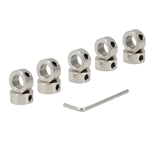 Zeberoxyz 10 Stück/Pack Silber 10 mm Wellensicherungskragen T10 Gewindesicherungsring Edelstahl Materialisolierung für 3D-Druckerzubehör (10mm-Silber) von Zeberoxyz