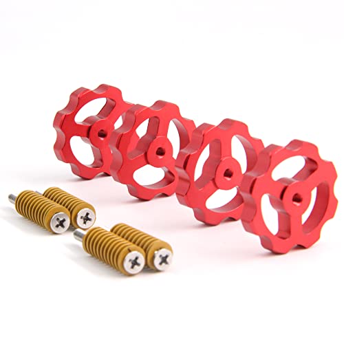 Zeberoxyz 4STÜCKE Upgrade Red Aluminium Hand Twist Nivelliermutter Durchmesser 38mm + Hot Bed Matrize Feder + M4 Schrauben für CR-10/CR-10S/Ender-3/Ender 3 Pro/Ender5 von Zeberoxyz