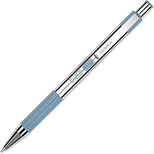 Zebra F-301 Kugelschreiber aus Edelstahl, 1,0 mm, mittlere Feder, hellblauer Schaft, blaue Tinte von Zebra Pen (UK) Ltd