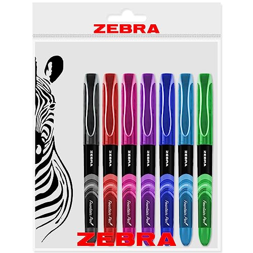 Zebra Fuente Einweg-Füllfederhalter, je 1 x farbige Tinte, 7 Stück von ‎Zebra Pen