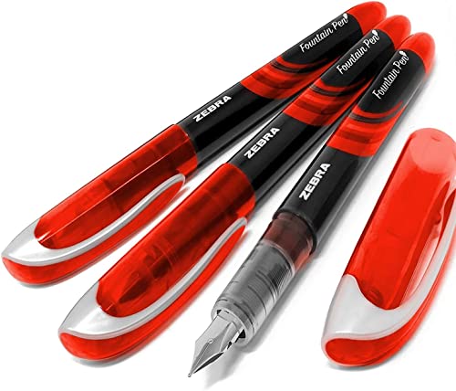 Zebra Fountain Pen Einweg-Füllfederhalter, rote Tinte, 3 Stück Zebra Fountain Pen Einweg-Füllfederhalter, rote Tinte, 3 Stück von Zebra Pen