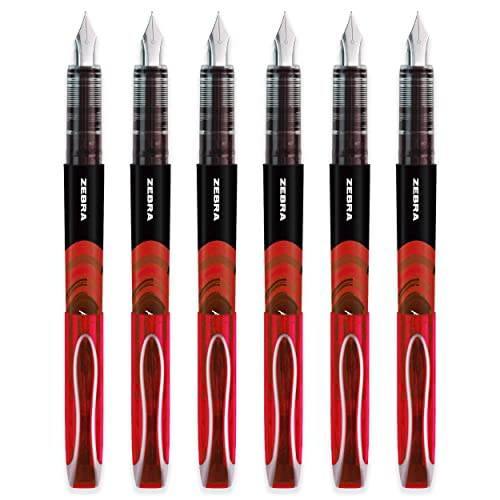 Zebra Fuente – Einweg-Füllfederhalter, rot Tinte, 6 Stück von Zebra Pen