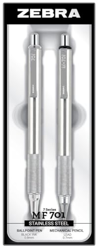 Zebra M/F 701 Stainless Steel Pen & Pencil Gift Set 2/Pkg-Pen 0.8mm & Mechanical von Zebra Pen