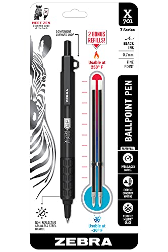 Zebra Pen X-701 Tactical Ballpoint Pen with Bonus Refills, Fine Point, 0.7mm, Black Ink, 1-Count von Zebra Pen