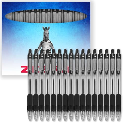 Zebra Pen Z-Grip Druckkugelschreiber, 1,0 mm Spitze, 16 Stück, in Geschenkbox aus Karton, Schule, Schreiben, Arbeit, Büro (schwarz) von Zebra Pen