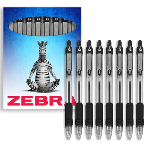 Zebra Pen Z-Grip Druckkugelschreiber, 1,0 mm Spitze, 8 Stück, in Geschenkbox aus Karton, Schule, Schreiben, Arbeit, Büro (schwarz) von Zebra Pen