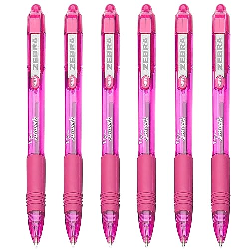 Zebra Z-Grip Smooth Druckkugelschreiber, Pink, 6 Stück von ZEBRA