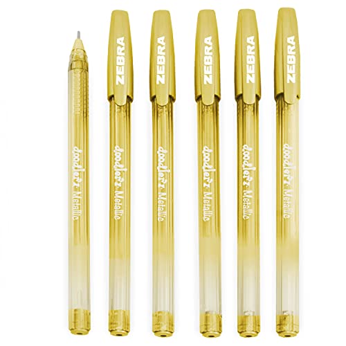 Zebra Doodler'z Kugelschreiber, metallisch, 1,0 mm, goldfarbene Tinte, 6 Stück von Zebra Textil