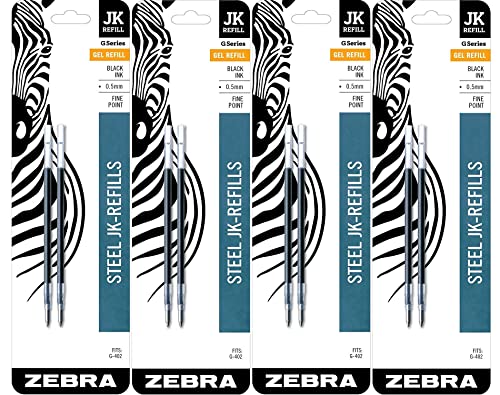 Zebra G-402 Kugelschreibermine, Edelstahl, feine Spitze, 0,5 mm, schwarze Tinte, (var) von Zebra Textil