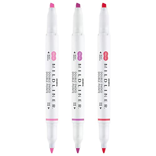 Zebra Mildliner Creative Marker Textmarker – Doppelendig – Meißel & Rundspitze – Pink 3 Stück von Zebra Textil