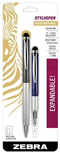 Zebra Telescopic Stylus Pen, Ballpoint, 1.0mm, Black Ink, Slate Grey and Midnight Blue, 2-Pack (33602) by Zebra Pen von Zebra