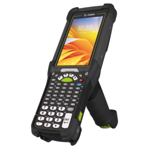 Zebra MC9400/MC9450, 2D, SE4770, Alpha, Gun, BT, WLAN, NFC, Android, GMS Mobiles Datenerfassungsgerät, 2D, Imager (SE4770), Bildschirmdiagonale: 10,9cm (4,3), Tastenfeld (Anzahl Tasten 53 keys, alphanumerisch), Pistolengriff, Vibration, Bluetooth, WLAN (Wi-Fi 6E), NFC, Micro SD-Slot, Qualcomm Octa Core, 2,4GHz, RAM: 6GB, Flash: 128MB, Android, inkl.: Google Mobile Services, Akku, 7000mAh, Schutzart: IP65, IP68 (MC9401-0G1J6DSS-A6) von Zebra