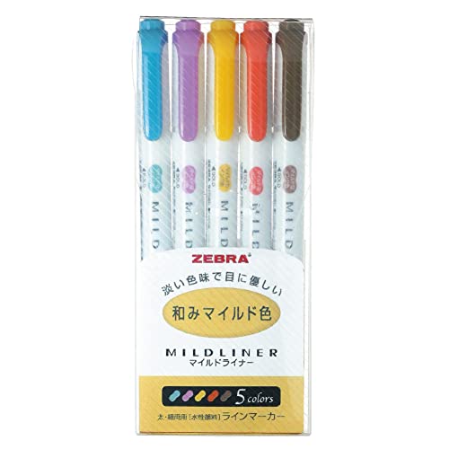 Zebra Mildliner Markierstifte RC 5-Farben-Set WKT7–5 C (aus Japan) von Zebra