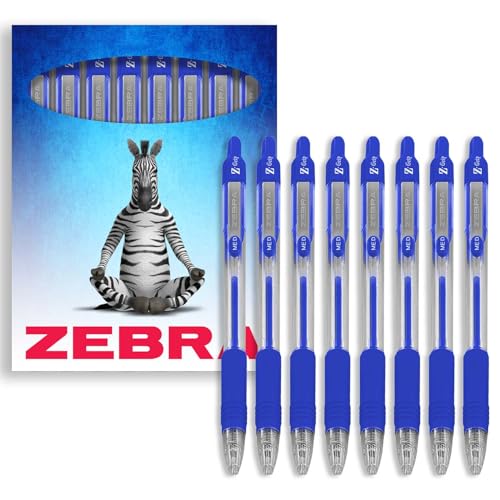 Zebra Pen Z-Grip Druckkugelschreiber, 1,0 mm Spitze, 8 Stück, in Geschenkbox aus Karton, Schule, Schreiben, Arbeit, Büro (blau) von Zebra Pen