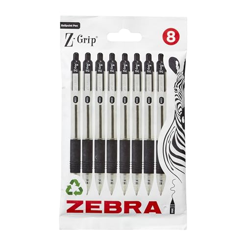 Zebra Pen Z Grip schwarze Kugelschreiber mit Taschenclip, 8 Stück, einziehbare schwarze Tinte, zuverlässiger schwarzer Kugelschreiber, Multipack für den täglichen Gebrauch, 8 Stück Zebra Pen Z Grip schwarze Kugelschreiber mit Taschenclip, 8 Stück, einziehbare schwarze Tinte, zuverlässiger schwarzer Kugelschreiber, Multipack für den täglichen Gebrauch, 8 Stück von Zebra Pen