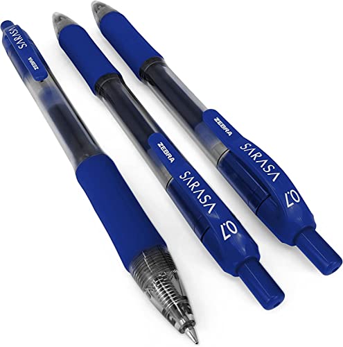 Zebra Sarasa Gel-Tintenroller, 0,7 mm, einziehbar, blaue Tinte, 3 Stück Zebra Sarasa Gel-Tintenroller, 0,7 mm, einziehbar, blaue Tinte, 3 Stück von ZEBRA