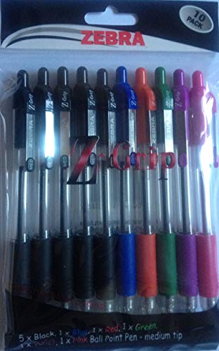 Zebra Z-Grip BP Grip Pen (Mischfarben) PK von 10 von Zebra