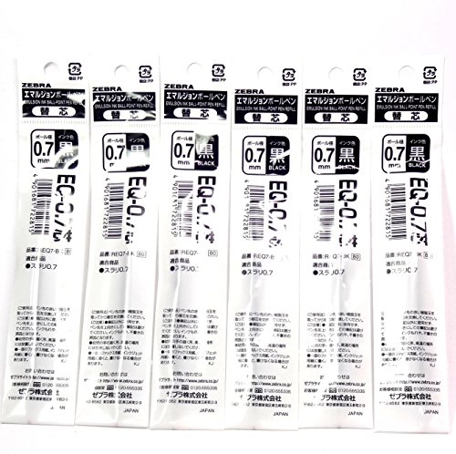 Zebra eq-0.7 schwarz Emulsion Tinte Refill (req7-bk), für Surari 0,7 (BN11), × 6 Pack/Total 6 PCS (Japan Import) [komainu-dou Original Paket] von Zebra