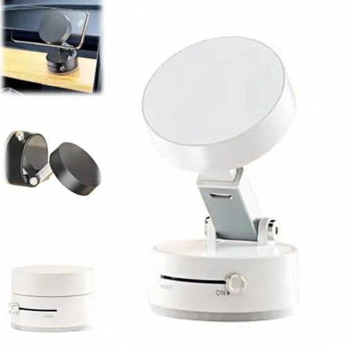 Zecnaud Handyhalterung Auto Saugnapf Vakuum, 2025 Neu 360° Verstellbare Magnetischer Telefonständer mit Vakuumsauger, Faltbar Doppelseitiger Magnetische Handyhalterung Auto für alle Telefone (Weiß) von Zecnaud