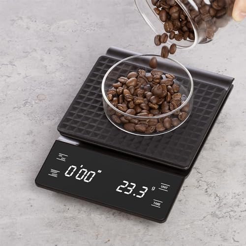 Zedelmaier Digitale kaffeewaage mit timer, Küchenwaage, Lebensmittelwaage, 3kg / 0,1g hochpräzise, ​​Espressowaage mit LCD-Touchscreen und eingebautem Timer von Zedelmaier