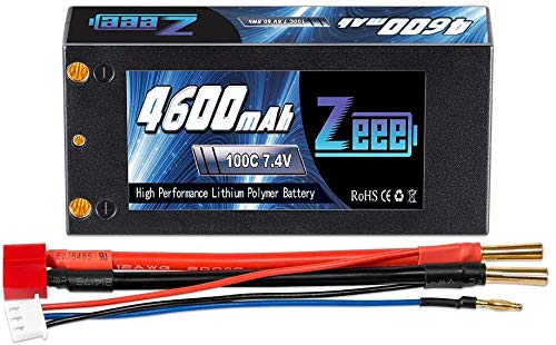 Zeee 2S Kurzer Lipo Akku 7,4V 100C 4600mAh Hardcase RC Batterie mit 4,0 mm Kugel to Deans T Stecker für RC Fahrzeuge Auto, LKW, Boote von Zeee