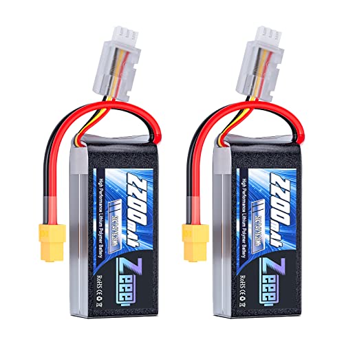 Zeee 2S Lipo Akku 50C 2200mAh 7,4V Kurze RC Batterie mit XT60 Stecker für für 1/16 Slash RC Auto RC LKW RC Hubschrauber Flugzeug Quadcopter Drohne RC Boot Rennmodelle (2 Packungen) von Zeee