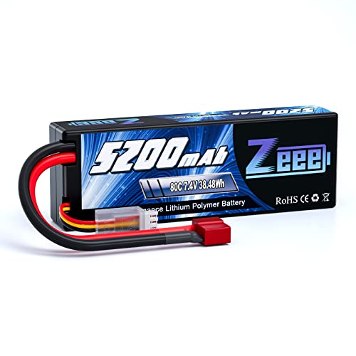 Zeee 2S Lipo Akku 5200mAh 7,4V 80C RC Lipo Batterien mit Deans T Stecker für RC Evader BX Auto Car Truck LKW Truggy RC Hobby von Zeee