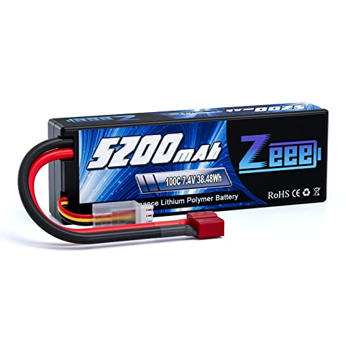 Zeee 2S Lipo Akku 7,4V 100C 5200mAh Hardcase Batterie mit T Stecker für RC Evader BX Auto Car Truck LKW Truggy RC Hobby von Zeee