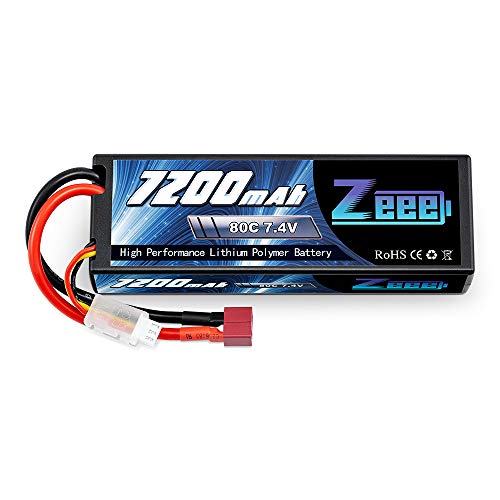 Zeee 2S Lipo Akku 7,4V 80C 7200mAh Hardcase Batterie mit Deans T Steck für RC Car RC Truck RC Auto Boot LKW Truggy RC Hobby von Zeee