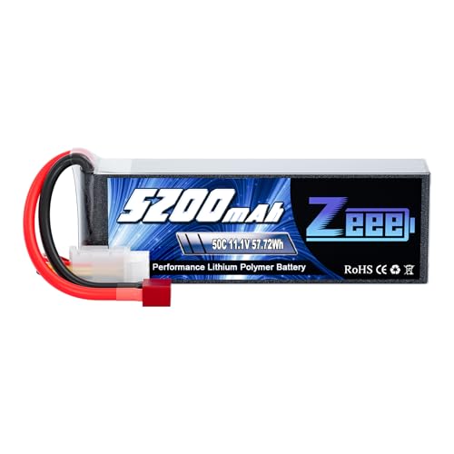 Zeee 3S LiPo Akku 11,1V 50C 5200mAh mit Deans T Steck für RC Auto, RC Flugzeug, RC Hubschrauber, RC Hobby von Zeee