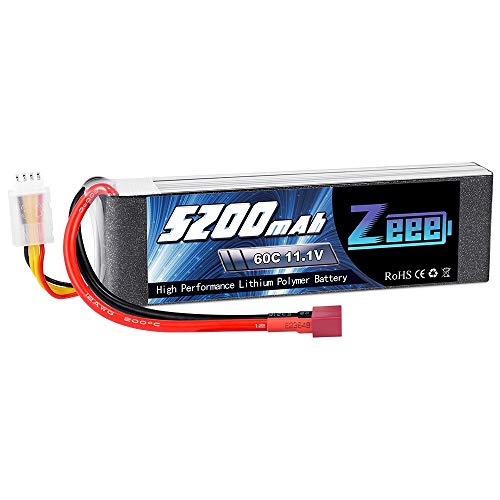 Zeee 3S LiPo Akku 11,1V 5200mAh 60C RC Batterie mit Deans T Stecker für RC Car RC Truck RC Auto Boot Helicopter LKW Truggy RC Hobby von Zeee