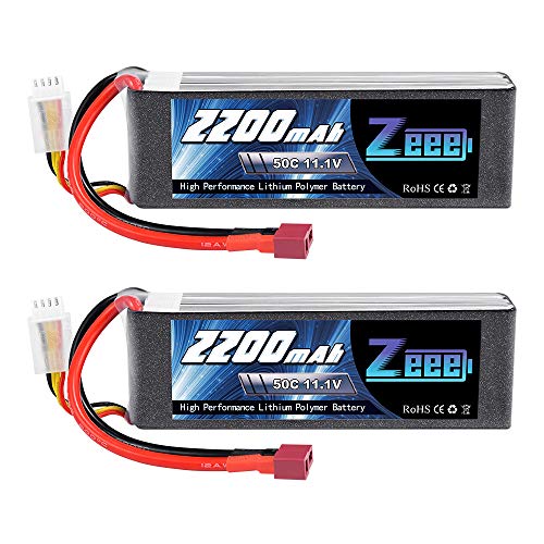 Zeee 3S Lipo Akku 11,1V 50C 2200mAh RC Batterie mit Deans T Stecker für RC Auto Truck Flugzeug Heilikopter Boot RC Hobby (2 Packungen) von Zeee