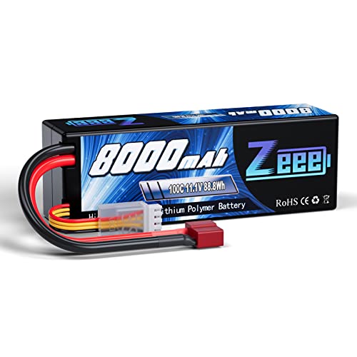 Zeee 3S Lipo Akku 11,1V 8000mAh 100C Hardcase Batterie mit Deans T Stecker für RC Evader BX Auto Car Truck LKW Truggy RC Hobby von Zeee