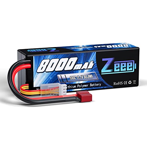 Zeee 3S Lipo Akku 11,1V 8000mAh 100C Hardcase Batterie mit T Stecker für RC Evader BX Auto Car Truck LKW Truggy RC Hobby von Zeee