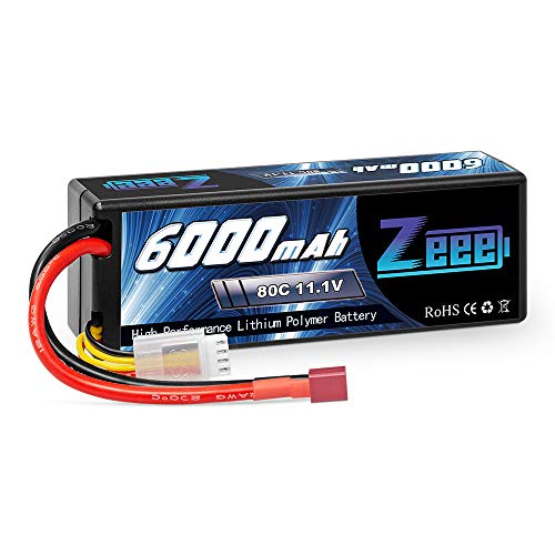 Zeee 3S Lipo Akku 11,1V 80C 6000mAh Hardcase Batterie mit T Stecker für RC Car RC Truck RC Auto Boot LKW Truggy RC Hobby von Zeee