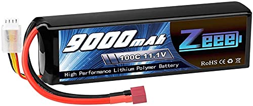 Zeee 3S Lipo Akku 11,1V 9000mAh 100C RC Batterie mit T Stecker für RC Car RC Truck RC Auto Boot LKW Truggy RC Hobby von Zeee