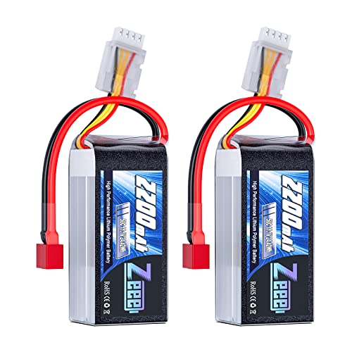 Zeee 3S Lipo Akku 50C 2200mAh 11,1V Kurze RC Batterie mit Deans T Stecker für RC-Autos, LKWs, Fahrzeuge, RC-Boote, RC-Drohnen, Flugzeuge, Quadrocopter, Hubschrauber, FPV, RC-Hobbymodelle (2 pcs) von Zeee