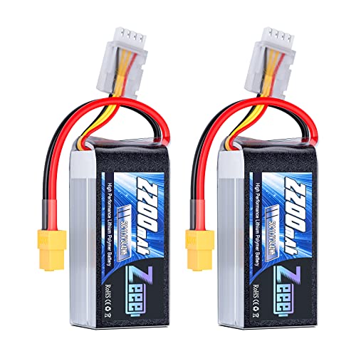 Zeee 3S Lipo Akku 50C 2200mAh 11,1V Kurze RC Batterie mit XT60 Stecker für RC Auto LKW RC Fahrzeuge Boot Drohne RC Flugzeug Quadcopter Hubschrauber FPV Racing Hobby Modelle(2 pcs) von Zeee