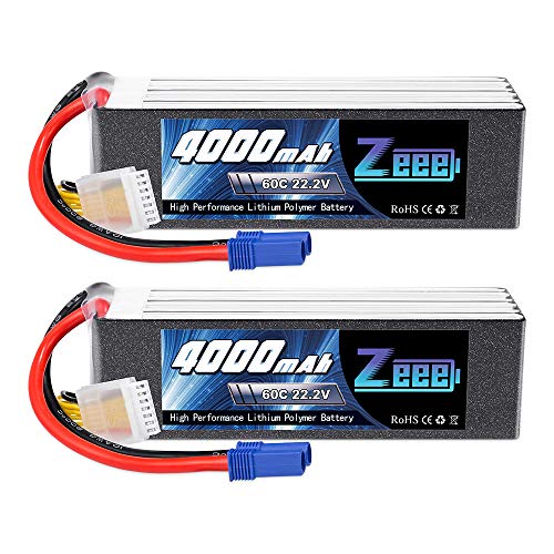 Zeee 6S Lipo Akku 22,2V 60C 4000mAh RC Batterie mit EC5 Stecker für RC Car RC Truck RC Auto Boot Helicopter LKW Truggy RC Hobby (2 Packungen) von Zeee
