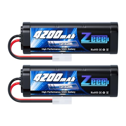 Zeee 7,2V 4200mAh RC NiMH Akku für RC Auto RC LKW HPI Losi Kyosho Hobby für RC Cars Aeroplane Helicopter Boat (2 Packs) von Zeee