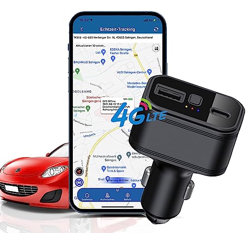 4G LTE Auto GPS Tracker ohne ABO, Dual USB Auto Zigarettenanzünder, Auto GPS Ortung, Auto Handy Ladegerät, Tracking Sender für Autos mit kostenloser App/Web TK818 von Zeerkeer