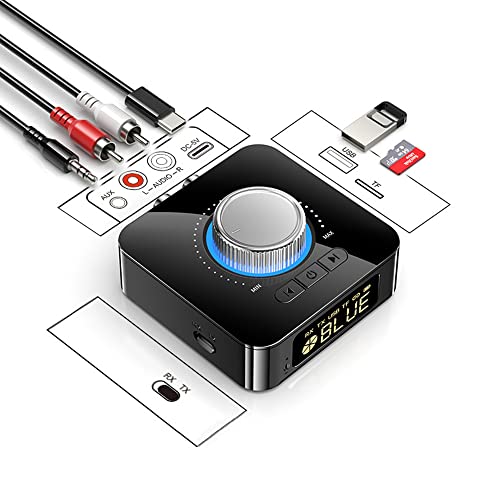 Bluetooth Jack Adapter LED Digital Bluetooth 5.0 Empfänger Sender,Wireless Receiver Transmitter Stereo AUX RCA USB Audio Adapter für Speaker, TV, Computers, HiFi Lautsprecher and Car TV Radios Bluetooth Jack Adapter LED Digital Bluetooth 5.0 Empfänger Sender,Wireless Receiver Transmitter Stereo AUX RCA USB Audio Adapter für Speaker, TV, Computers, HiFi Lautsprecher and Car TV Radios von Zeerkeer