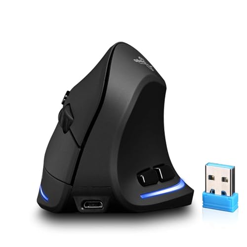 Zeerkeer Gaming Maus Kabellose vertikale 2.4G USB Wiederaufladbare ergonomische vertikale Maus mit 3 einstellbaren DPI (1000/1600/2400) und 6 Tasten für PC, Desktop, Laptop von Zeerkeer