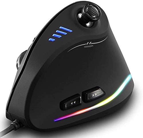 Zeerkeer Vertikale Gaming Maus RGB Kabelgebundene Ergonomische Maus mit Joystick, 11 programmierbare Tasten, 5 einstellbare DPI (1500-2500-4000-7000-10000) für Computerspieler von Zeerkeer