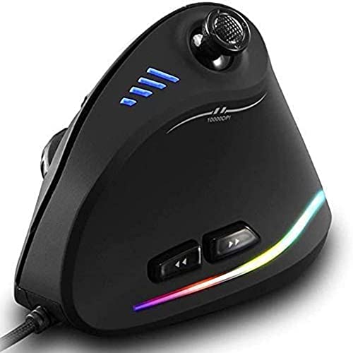 Zeerkeer Gaming Mouse Ergonomische Joystick Maus mit RGB Beleuchtung, 5 einstellbare DPI (1500-2500-4000-7000-10000),11 Programmierbaren Tasten, Vertikale optische Maus für Gamer/Laptop/Computer von Zeerkeer